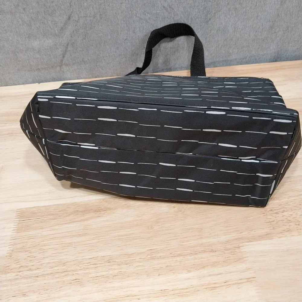 Thirty-One Thermal Tote Bag Insulated Dash Pattern Small Black